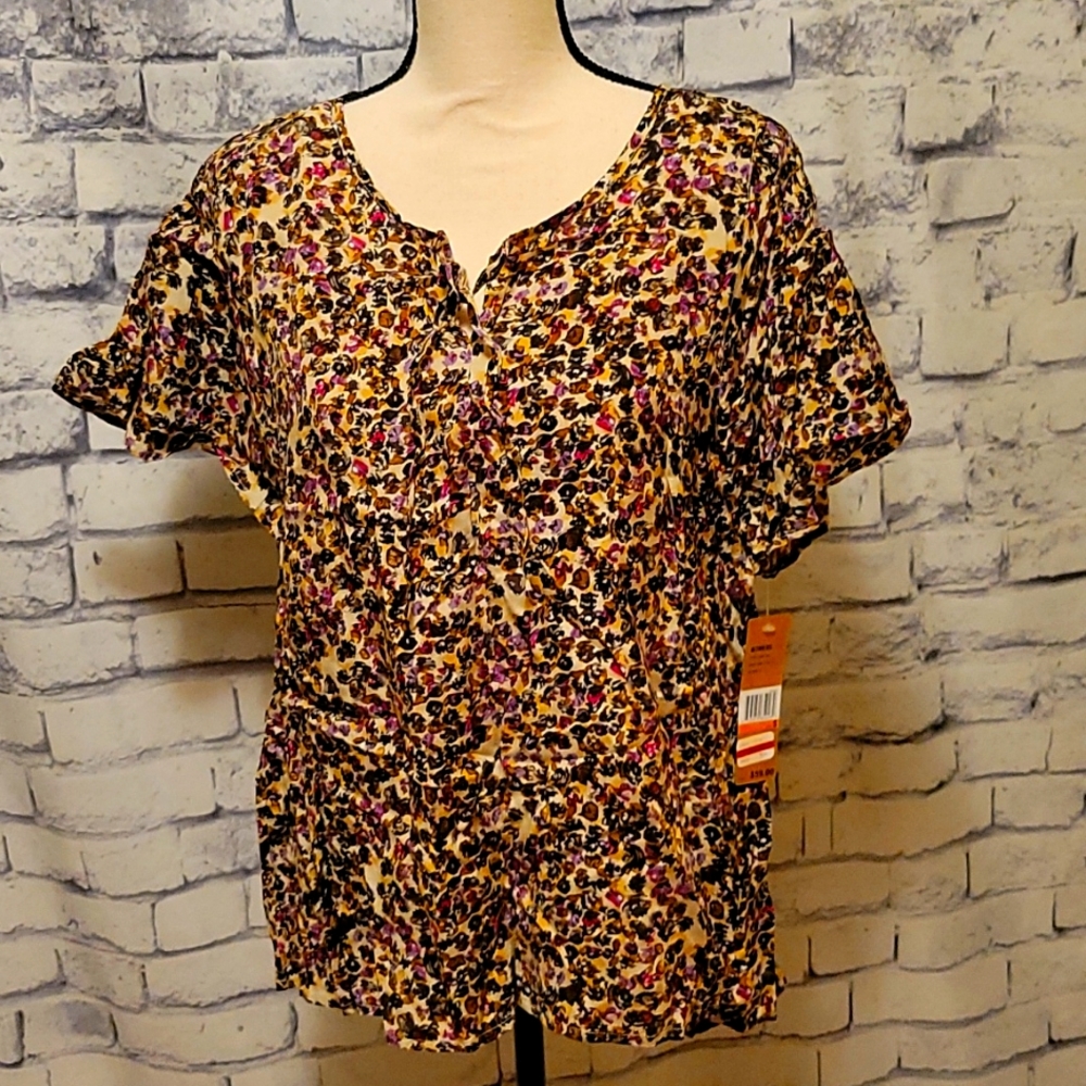 NWT DKNY Floral Blouse